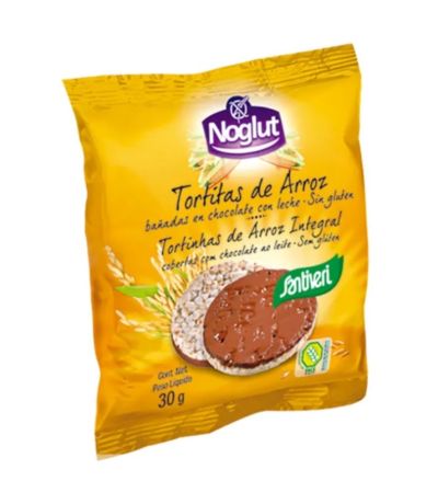 Tortitas Arroz Bañadas Chocolate Leche Noglut SinGluten 30g Santiveri