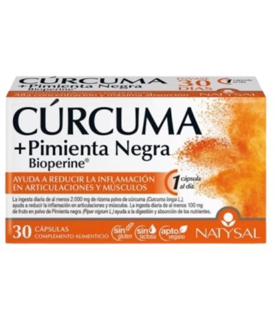 Curcuma  Pimienta Negra Bioperine SinGluten Vegan 30caps Natysal