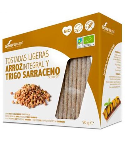 Tostadas Ligeras de Arroz Integral y Trigo Sarraceno SinGluten Bio Vegan 90g Soria Natural
