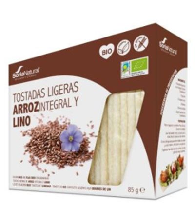 Tostadas Ligeras de Arroz Integral y Lino SinGluten Bio Vegan 25x4g Soria Natural