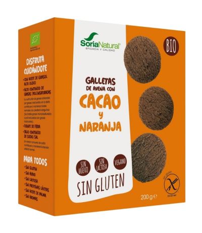 Galletas de Avena Cacao y Naranja Bio Vegan SinGluten 200g Soria Natural