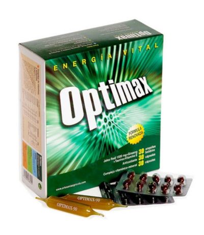Optimax 90 Jalea RealAntioxidanteComplejo Vitaminico 30 viales  30caps Artesania Agricola