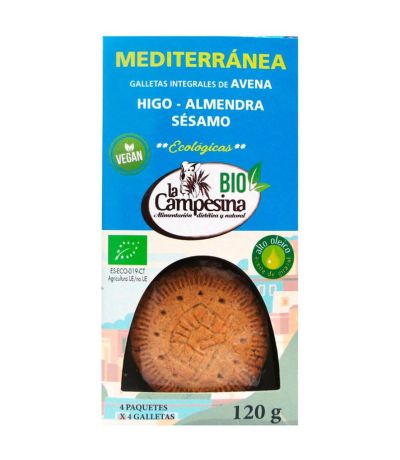 Mediterranea Galletas Integrales de Avena, Higo, Almendra y Sesamo Bio Vegan 120g La Campesina