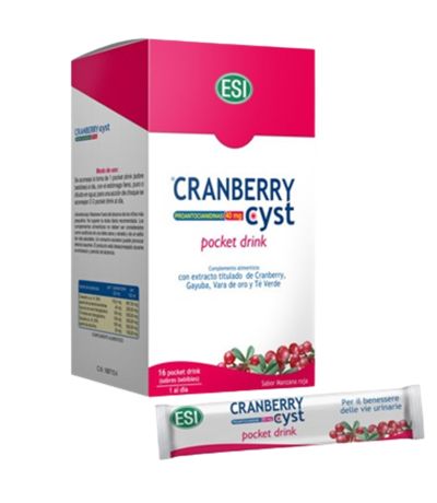 Cranberry Cyst Pocket Drink Cistitis SinGluten Vegan 16 Sobres Trepat-Diet-Esi