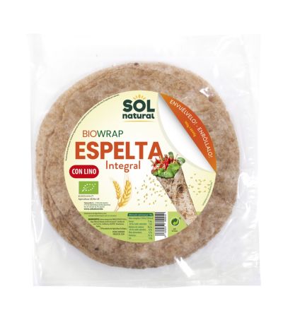 Tortillas Wrap Espelta Integral Lino Bio Vegan 160g Solnatural