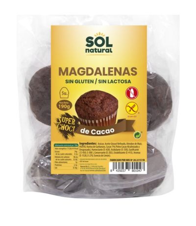 Magdalenas de Cacao SinGluten 5ud Solnatural