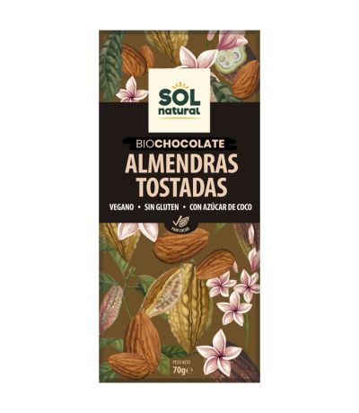 Chocolate de Almendras Tostadas SinGluten Bio Vegan 70g Solnatural