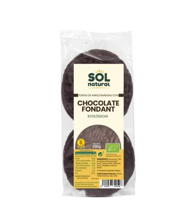 Tortitas de Arroz con Chocolate Fondant SinGluten Bio Vegan 100g Solnatural