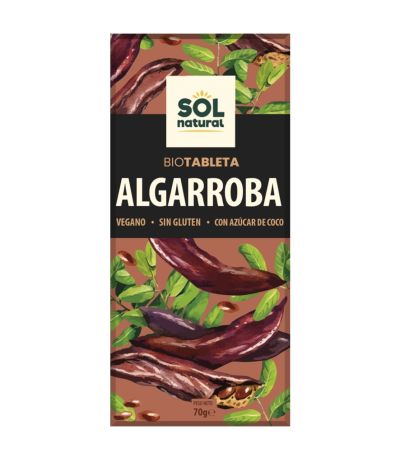 Chocolate Algarroba SinGluten Bio Vegan 70g Solnatural