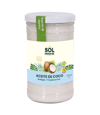 Aceite de Coco Virgen Extra Bio Vegan 1L Solnatural