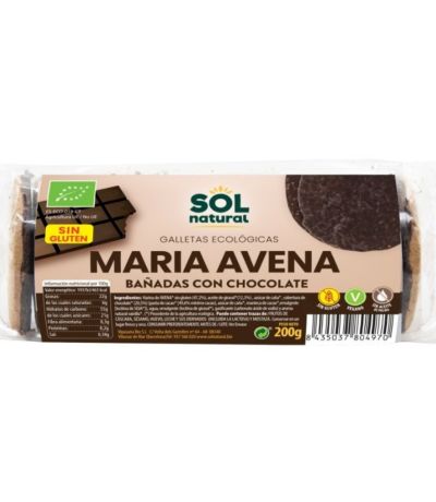 Galleta Maria Avena Bañada Choco Eco SinGluten 200g Solnatural