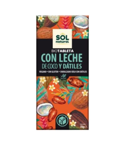 Chocolate Leche Coco y Datiles Eco 70g Solnatural