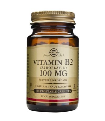 Vitamina-B2 100Mg Riboflavina SinGluten Vegan 100caps Solgar