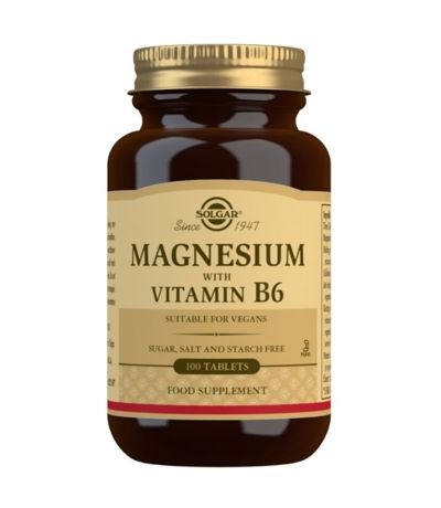 Magnesio con Vitamina B6 SinGluten Vegan 100comp Solgar