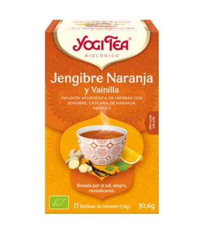 Infusion Jengibre Naranja y Vainilla SinGluten Bio Vegan 17inf Yogi Tea