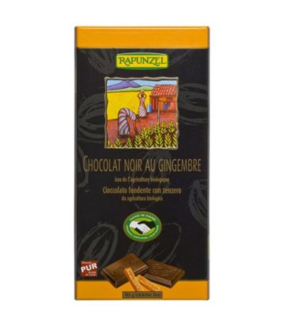 Chocolate Negro con Jengibre Confitado Bio Vegan 80g Rapunzel