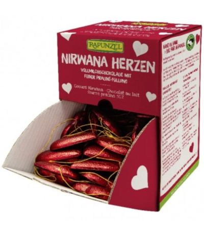 Corazones de Chocolate Nirwana Herzen Bio Caja Rapunzel