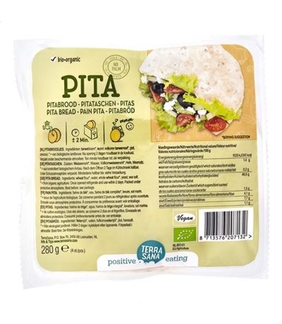 Pan Pita Bio Vegan 280g 4uds Terrasana