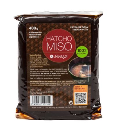 Hatcho Miso Soja Bolsa Vegan 400g Mimasa