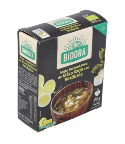 Sopa Miso Rojo con Verduras Bio Vegan 4 Sobres Biogra