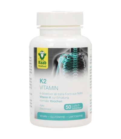 Vitamina K2 Sabor Manzana 1, 5Gr 50compr Raab Vitalfood