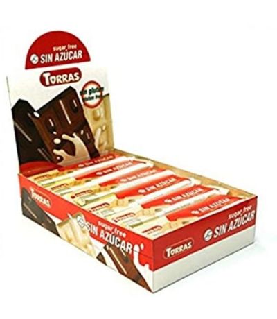 Chocolatina de Chocolate Blanco SinGluten SinAzucar 30uds Torras