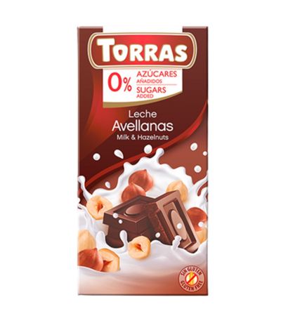 Chocolate con Leche y Avellanas SinGluten 75g Torras
