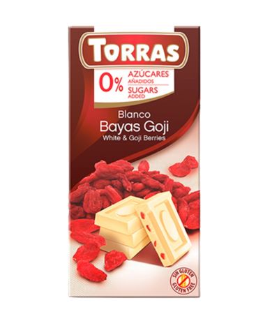 Chocolate Blanco con Bayas Goji SinGluten SinAzucar 75g Torras