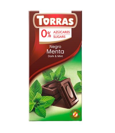 Chocolate Negro con Menta SinGluten SinAzucar 75g Torras