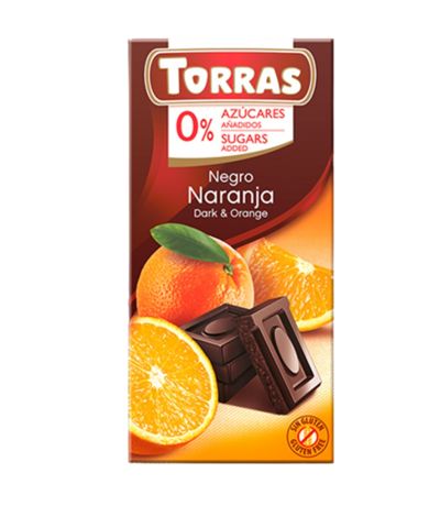 Chocolate Negro con Naranja SinGluten Vegan 75g Torras