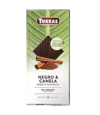 Chocolate Negro con Canela con Stevia SinGluten Vegan 125g Torras