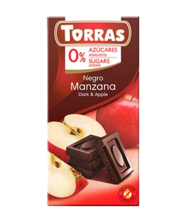 Chocolate Negro con Manzana SinGluten SinAzucar 75g Torras