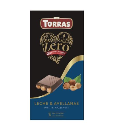 Chocolate con Leche Avellanas Zero Sin Gluten 150g Torras