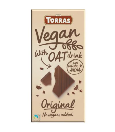 Chocolate con Bebida de Avena Vegan SinGluten 100g Torras
