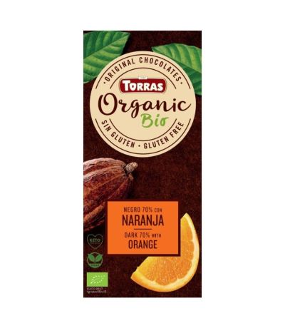 Chocolate Negro 70 Cacao Naranja Bio Vegan 100g Torras
