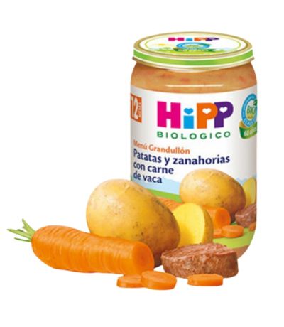 Potitos de Patatas y Zanahorias con Carne Meses 12M SinGluten Bio 250g HIPP