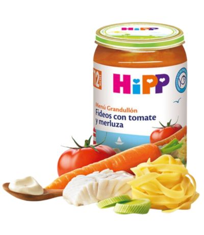 Potito de Fideos con Tomate y Merluza 12M Bio 250g HIPP