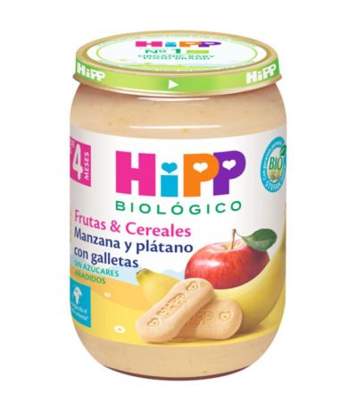 Potito de Manzana y Platano con Galletas 4M Bio 190g HIPP