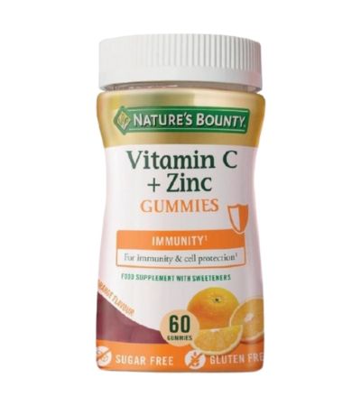 Vitamin-CZinc sabor Naranja SinGluten 60gummies Nature´S Bounty