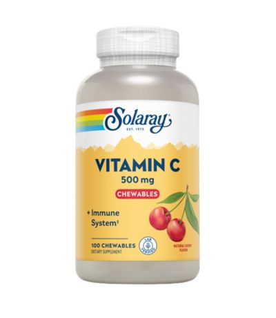 Vitamina-C Masticable sabor Cereza 500Mg 100comp Solaray