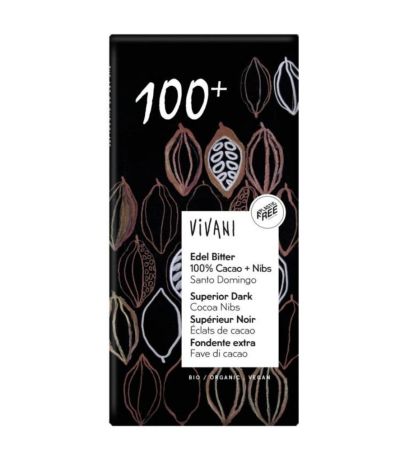 Chocolate Negro 100 Con Nibs Bio Vegan 80g Vivani