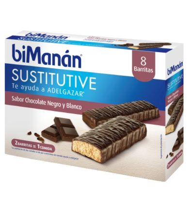 Barritas Sustitutivas Chocolate Negro y Blanco 16uds Bimanan