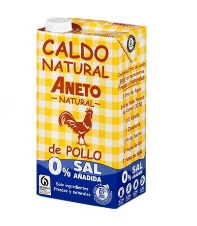 Caldo Natural de Pollo 0 Sal Añadida SinGluten 1L Aneto