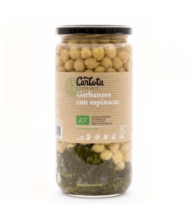 Garbanzos con Espinacas SinGluten Eco Vegan 720g Carlota Organic