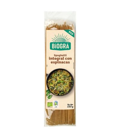 Espagueti Integral con Espinacas Eco 250g Biogra