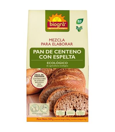 Mezcla para Pan de Centeno con Espelta Bio Vegan 510g Biogra