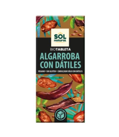 Chocolate Algarroba Datiles Bio Vegan SinGluten 70g Solnatural