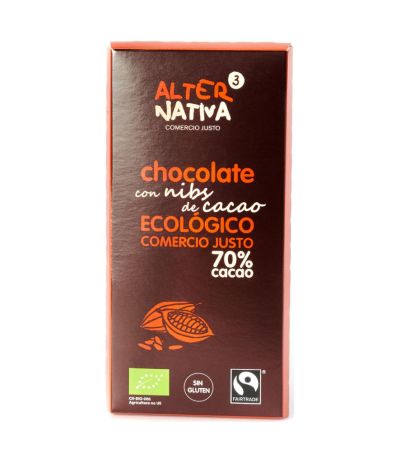 Chocolate con Nibs de Cacao 70 Cacao SinGluten Bio 80g Alternativa3