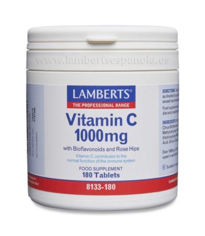 Vitamina-C 1000mg con Bioflavonoides y Escaramujo Eco Vegan 180comp Lamberts