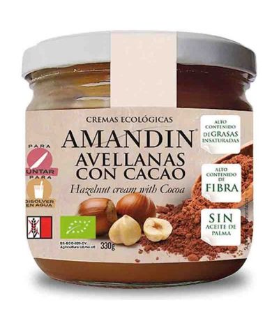 Crema de Avellanas con Cacao SinGluten Eco Vegan 330g Amandin